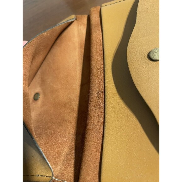 Vintage Womens Checkbook Leather Wallet Painted Flower Tan Brown - Picture 4 of 10